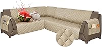 Vista 33 de Fundas para sofá modular, impermeables, 6 piezas, fundas de sofá en forma de L, lavables, antideslizantes, fundas para sofá seccional, suaves