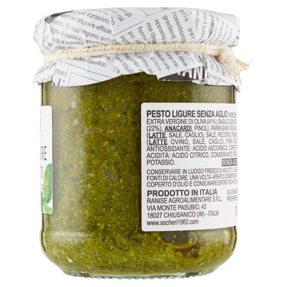 Italian Gourmet Pesto Ligure Senza Aglio Basilico Genovese Glas 12 x 180g
