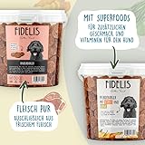 Fidelis - Kaninchenburger Apfel & Grünkohl für Hunde im praktischen 1kg-Eimer - Luftgetrocknete Hunde Leckerlis aus 100% natürlichen Rohstoffen