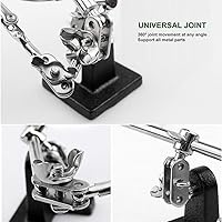 Vista 7 de Soporte de lupa de manos de ayuda con clips de cocodrilo dobles ajustables – Lupa FEITA 5X perfecta para soldar, manualidades, pasatiempos, micro