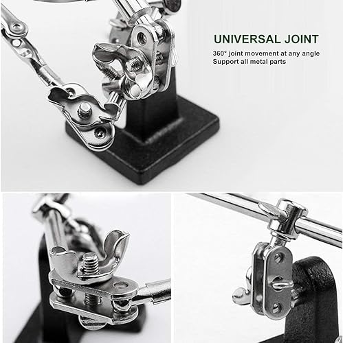 Miniatura 7 de Soporte de lupa de manos de ayuda con clips de cocodrilo dobles ajustables – Lupa FEITA 5X perfecta para soldar, manualidades, pasatiempos, micro