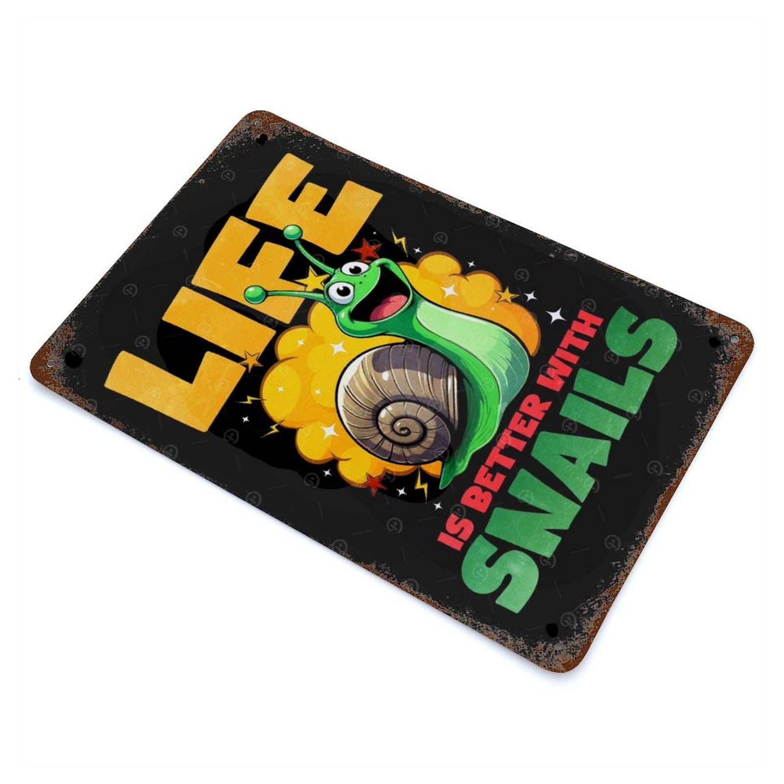 Life Is Better with Snails Retro Metal Sign 11.8"x7.9", Farmhouse Wall Decor for Cafe, Home Bar And Lounge Decor