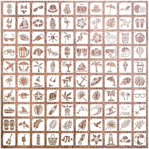 100 Pcs Stencils for Painting on Wood Reusable Stencil Crafts Drawing Templates Floral & Botanical Templates for DIY Art, Home Decor, Wood, Glass, Fabric (2x2 Inch, Hawaiian) image 5