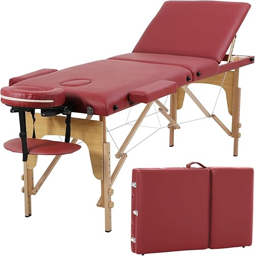 Miniatura 23 de FDW Cama de masaje portátil de 28 pulgadas de ancho, cama de pestañas 3 mesas de spa plegables de altura ajustable plegable con colgador de toalla