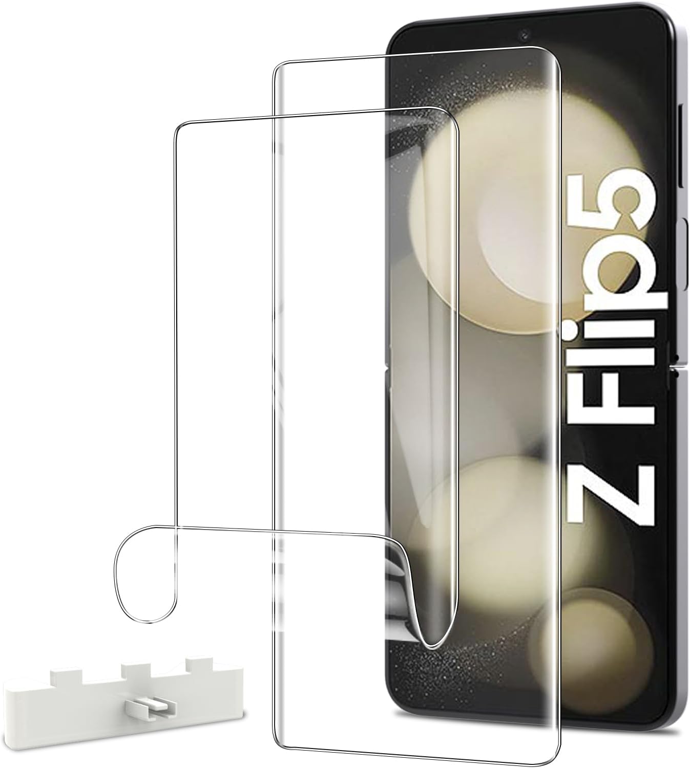 WFTE Compatible with Samsung Galaxy Z Flip 5/Z Flip5 Screen Protector, [2- Pack] Flexible TPU Film Screen Protector [Full Coverage] [HD Clear] [Bubble Free][Fingerprint unlock support](Transparent)