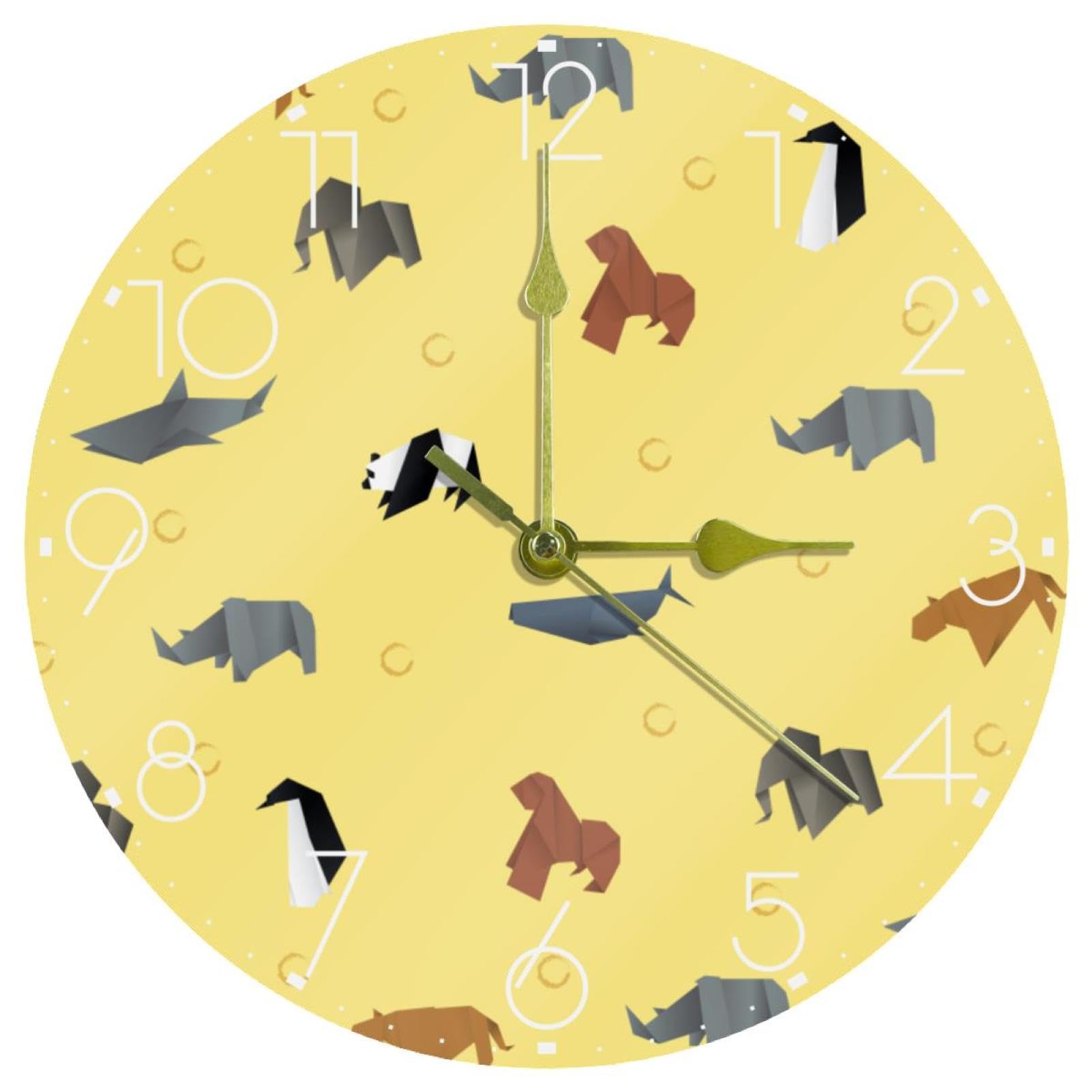 Horloge murale silencieuse anti-stress sans bruit de tic-tac motif animalier japonais