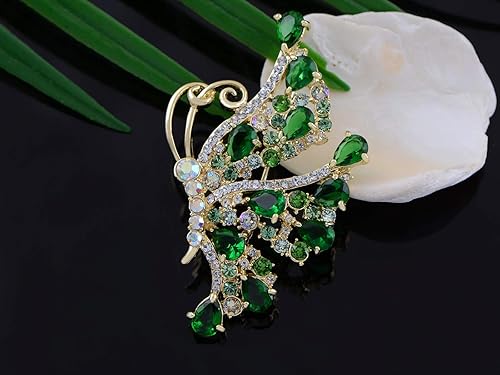 Miniatura 2 de Alilang Broche de insectos voladores de mariposa de cristal brillante para mujer