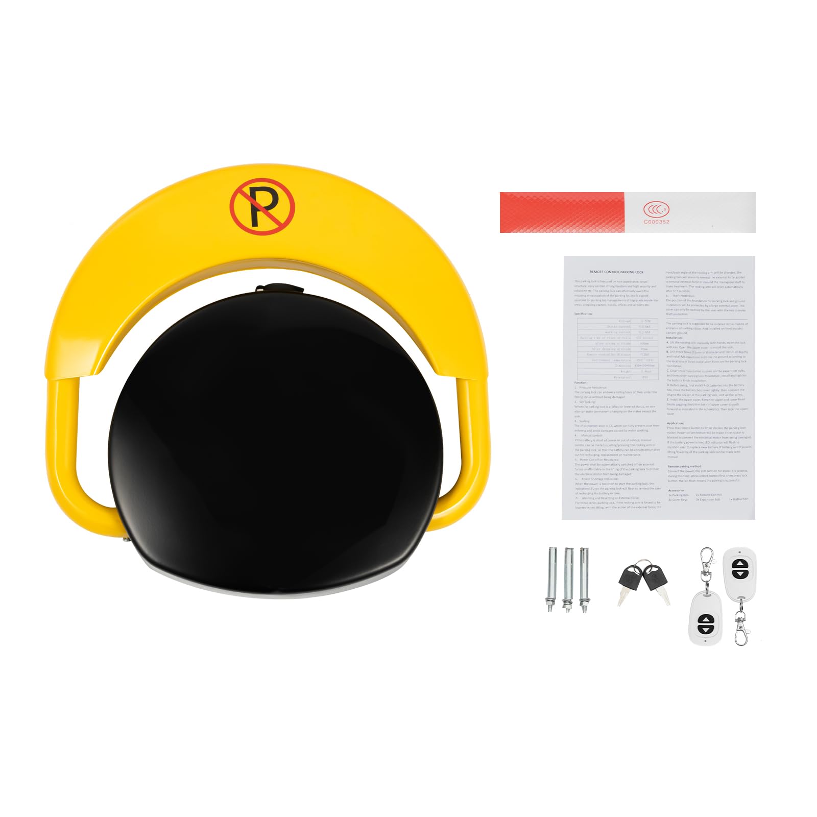Barrière de parking électrique avec télécommande de 30 m, pliable, verrouillage automatique (batterie sèche non incluse)