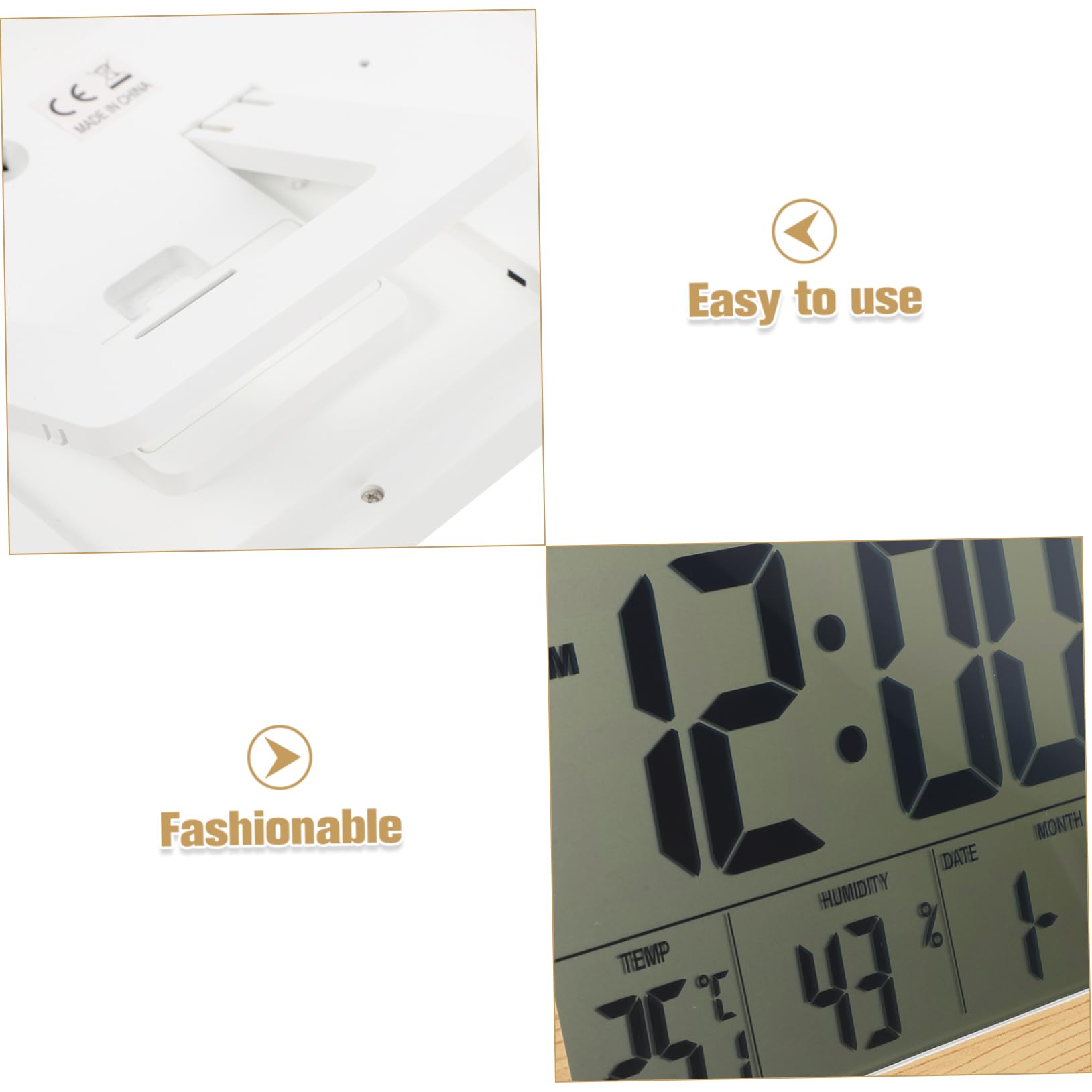 Horloge Calendrier Numérique, Horloge de Bureau et Réveil D'intérieur, Affichage Grand Format, Abs, Silencieuse, pour Chambre et Bureau