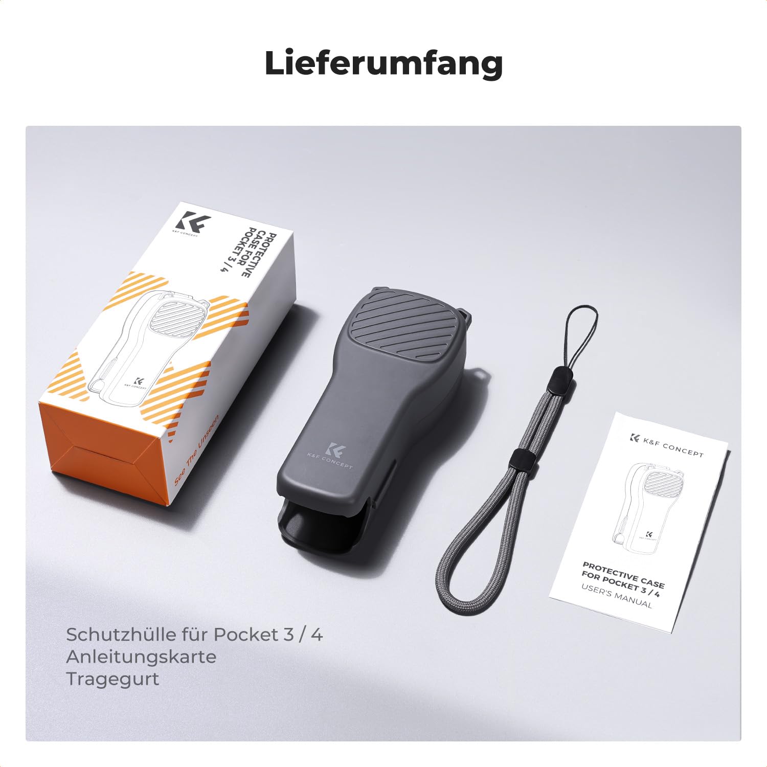 K&F CONCEPT PT61 Schutzhülle kompatibel mit DJI Osmo Pocket 4 mit Filteraufbewahrung, Hartschale mit weichem Innenfutter, speziell für Pocket 4 entwickelt & leicht zu öffnen/schließen(Schwarz)