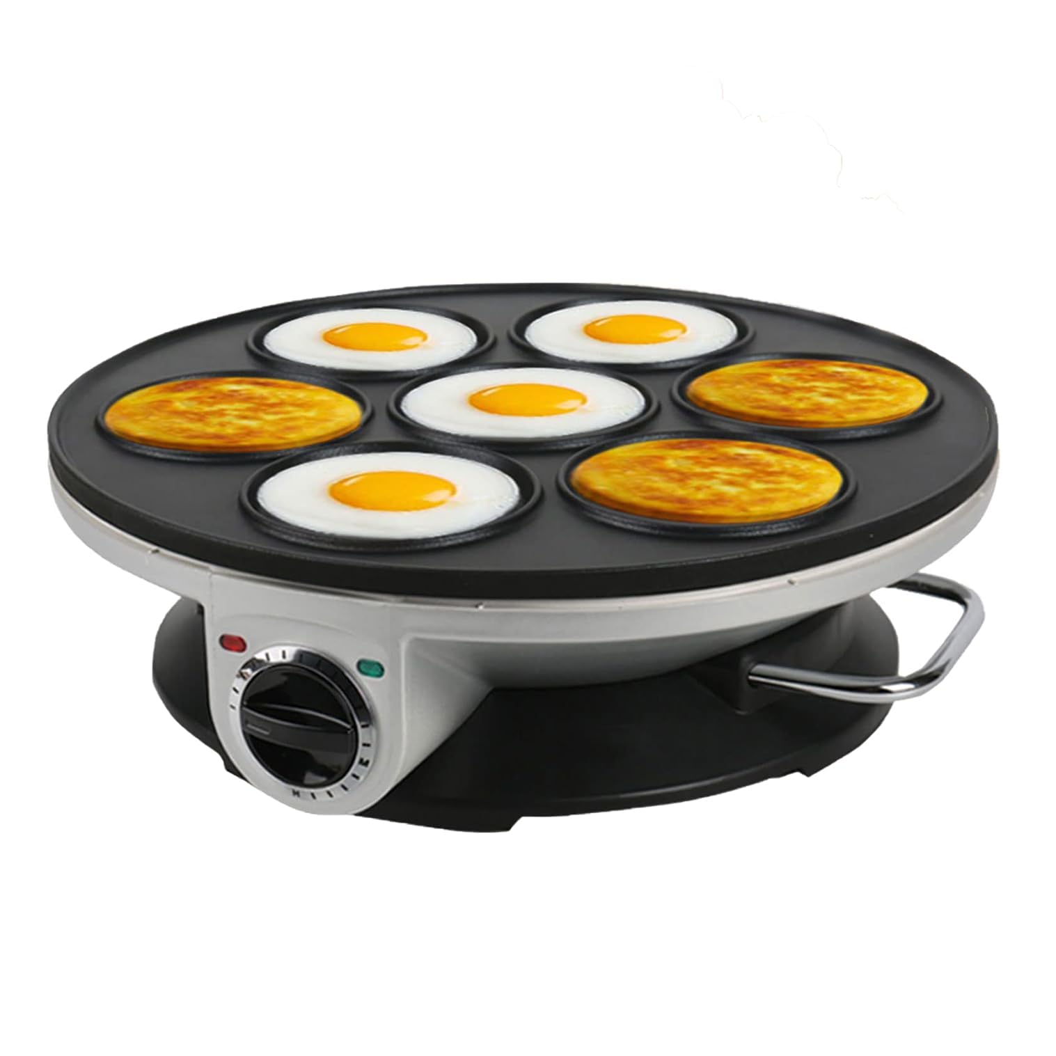 7-otworowa skillet elektryczna, regulowany omlet tymczasowy, nieprzywieradła do kanapek do hamburgerów, równomierne ogrzewanie, kompaktowe przechowywanie