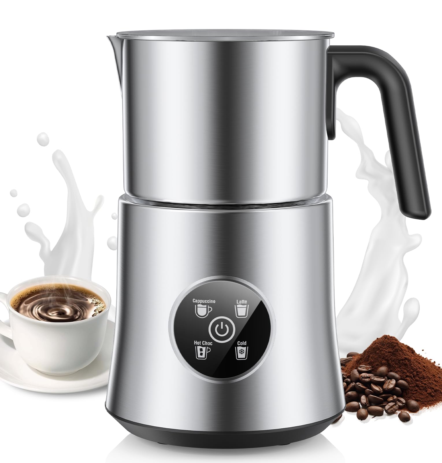 Milk Frother and Steamer, 4 in 1 Electric Milk Frother, Frother for Coffee, Cappuccino, Latte, Choc, Automatic Warm and Cold Foam Maker, Hot Chocolate Maker, BPA Free