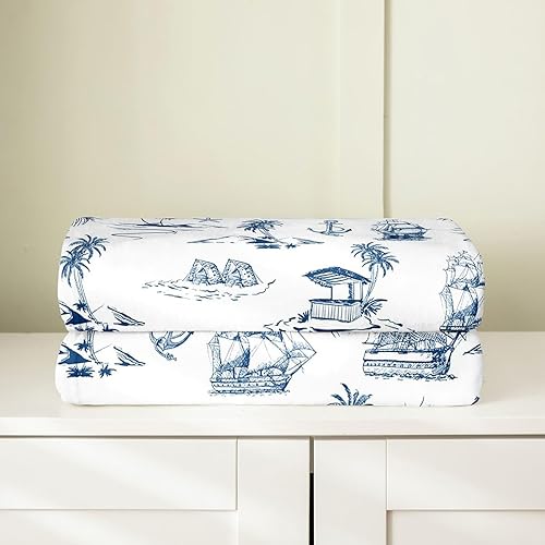 Miniatura 4 de Castle Fairy Manta náutica de franela de velero, manta de hoja de palma para niños, niñas, niños y adolescentes, manta de vellón tropical de