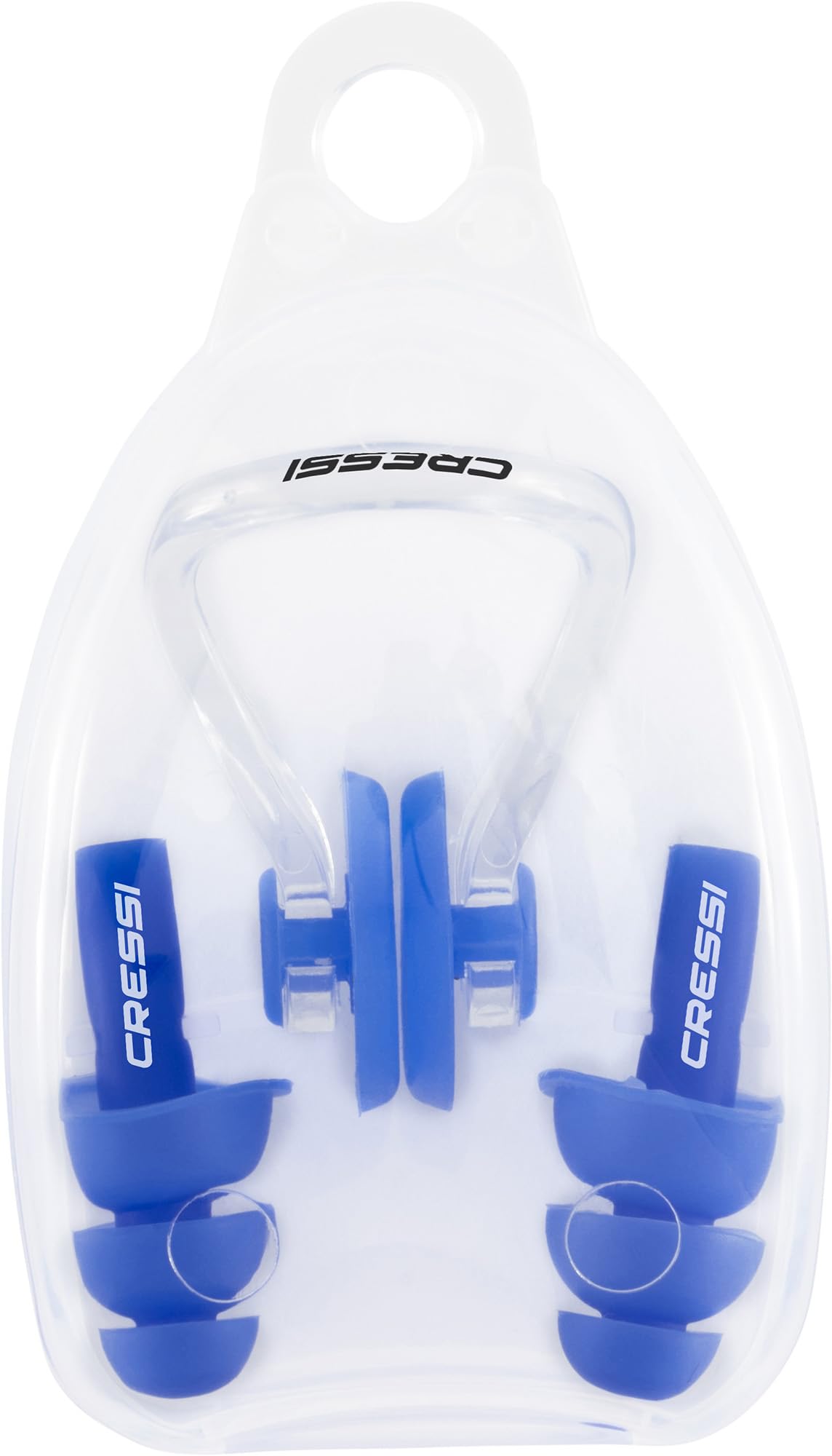 CRESSI Zestaw zatyczek do uszu Aqua + klips do nosa niebieski - zestaw zatyczek do uszu + klips na nos dla dorosłych, idealny do zapobiegania przedostawaniu się wody podczas pływania, niebieski, jeden