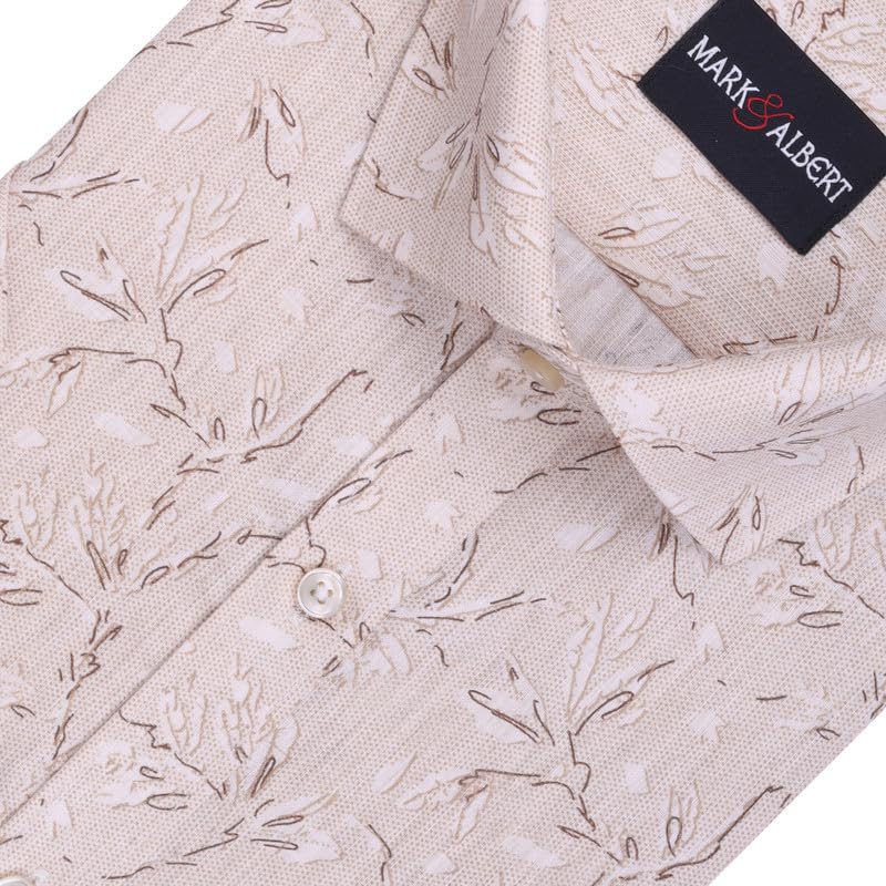 Image of Mark & Albert Men's Half Sleeve Cotton Linen Shirt Blue