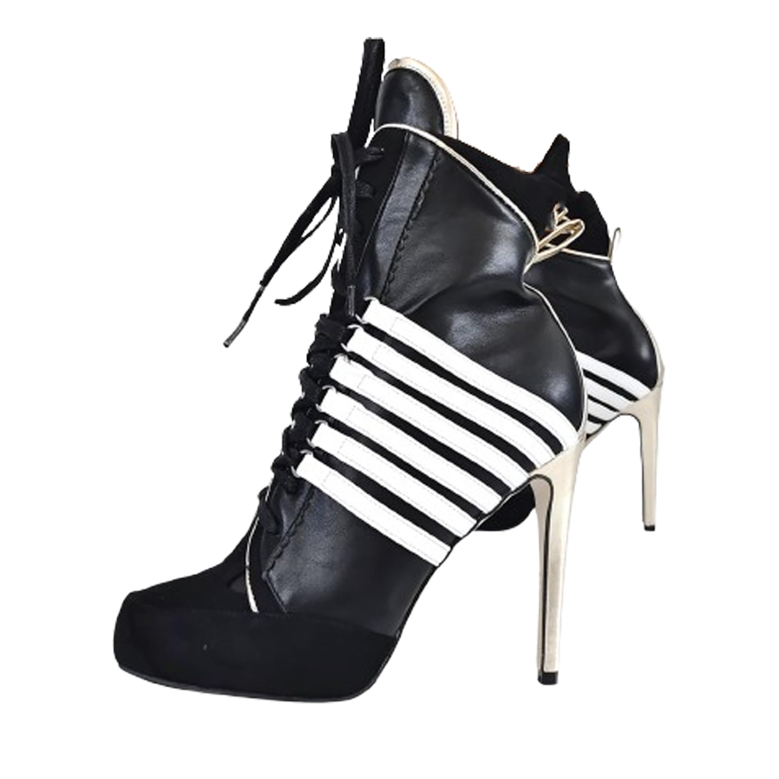 Large Size Lace-Up Stiletto Heels Sport Boots Suede Leather Stitching Classic Sneaker Ankle Boots for Women Men Pull-On
