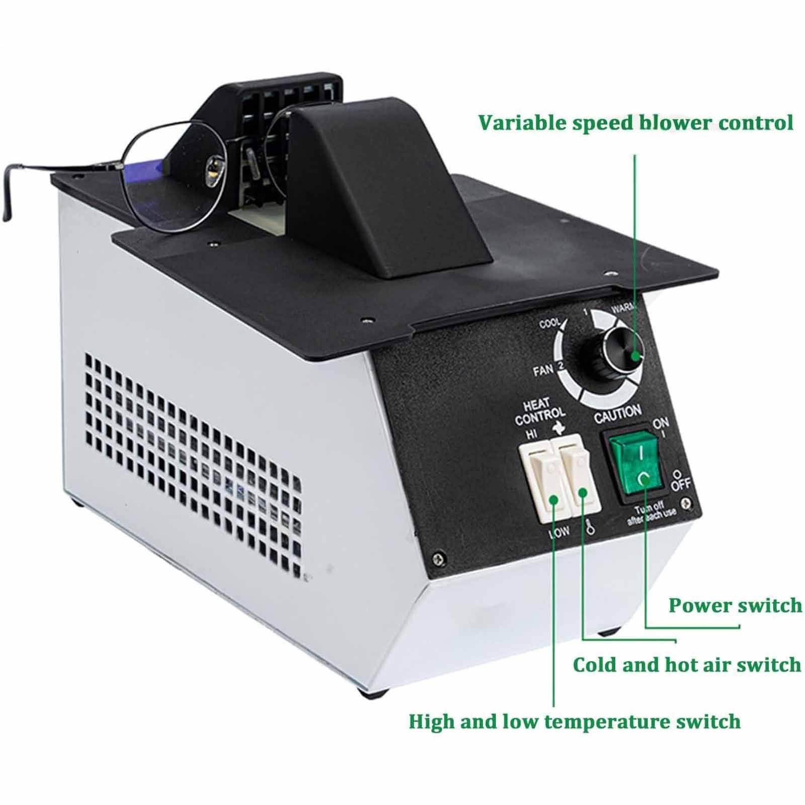 Podgrzewacz oprawek okularów 1500 W, przyrząd optyczny, regulowana temperatura, podgrzewacz oprawek, przełączanie ciepłego i zimnego powietrza,do z żywicy/arkuszami/itp