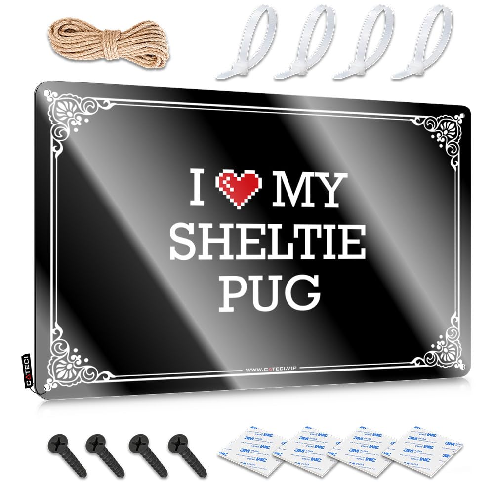 Funny Vintage Signs Retro Wall Art - I Love My Sheltie Pug Ideas Old-fashioned Retro Style Decoration For Ranch(30X40CM)