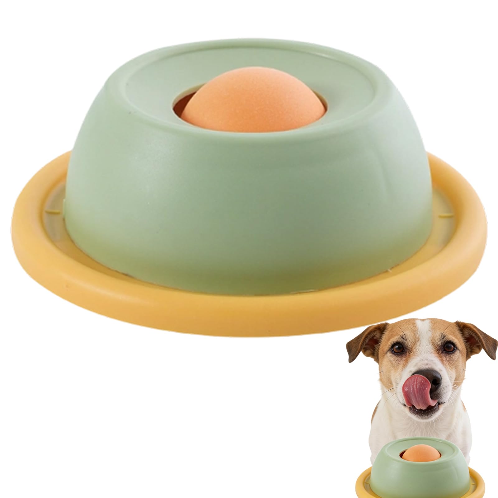 WaaRiuQ Dog Lick Ball, Dog Licking Bowl with Ball, Interactive Lick Ball for Dogs, Slow Feeder Dog Bowl for Anxiety Relief, Green Pet Toy Measuring 12 by 4 cm