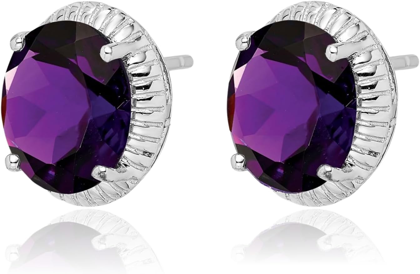 IceCarats 925 Sterling Silver 4.32 carat Purple Amethyst Extra Large Stud Earrings 12mm 1/2 inch Oval Cut, Natural, Prong Set, Friction Back For Her