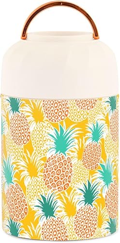 Miniatura 2 de Tarro de comida de piña con cuchara de acero inoxidable aislado al vacío, termo de 17 onzas para adultos