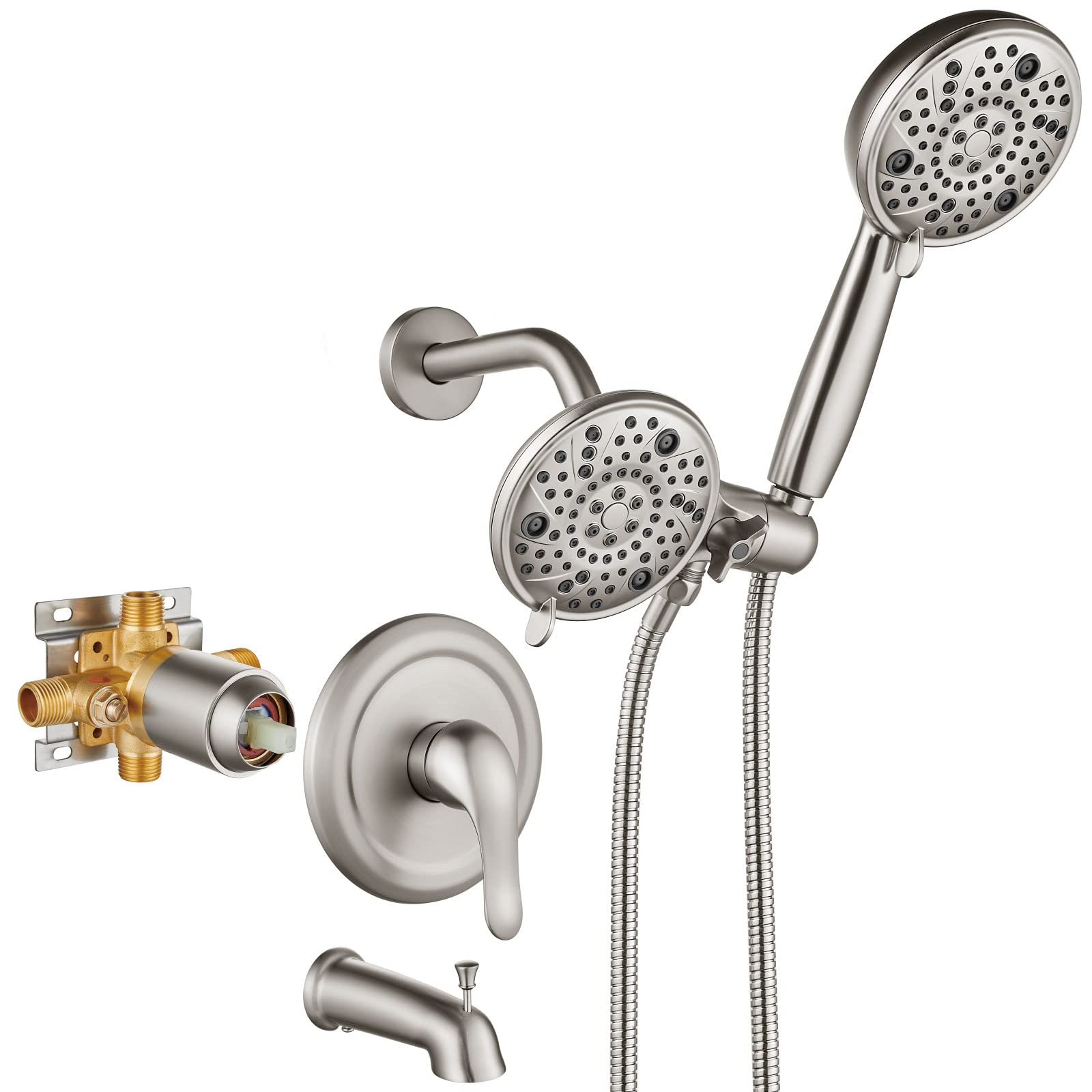 Aolemi Shower Faucet Set with Tub Spout Brushed Nickel Dual 2 in 1