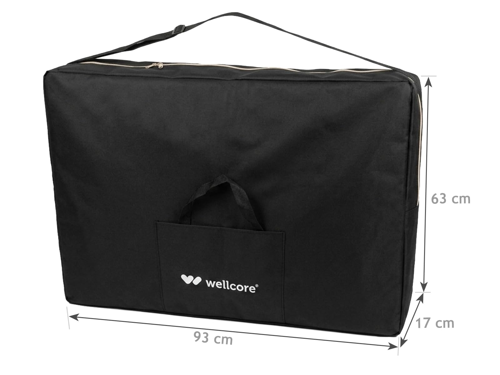 QUIRUMED Mochila para Camilla Plegable WELLCORE 17x93x63 cm | Bolsa de Transporte con Compartimento para Accesorios | Compatible con Camillas hasta 182x60 cm | Poliéster Resistente