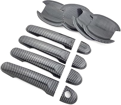 Carbon Fiber Color Exterior Door Handle Cover Trim and Door Bowl Cap for Nissan Versa Note E12 Tiida C11 2012-2018 March Micra K13 Accessories Decor No Smart Key Holes