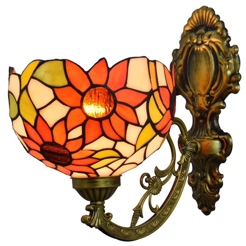 FYZDLAOR Retro Wall Sconces,Tiffanystyle Wall Lights with Stained Glass Shade,Wall Mounted Fixtures for Living Room Staircase Bedroom（E27）