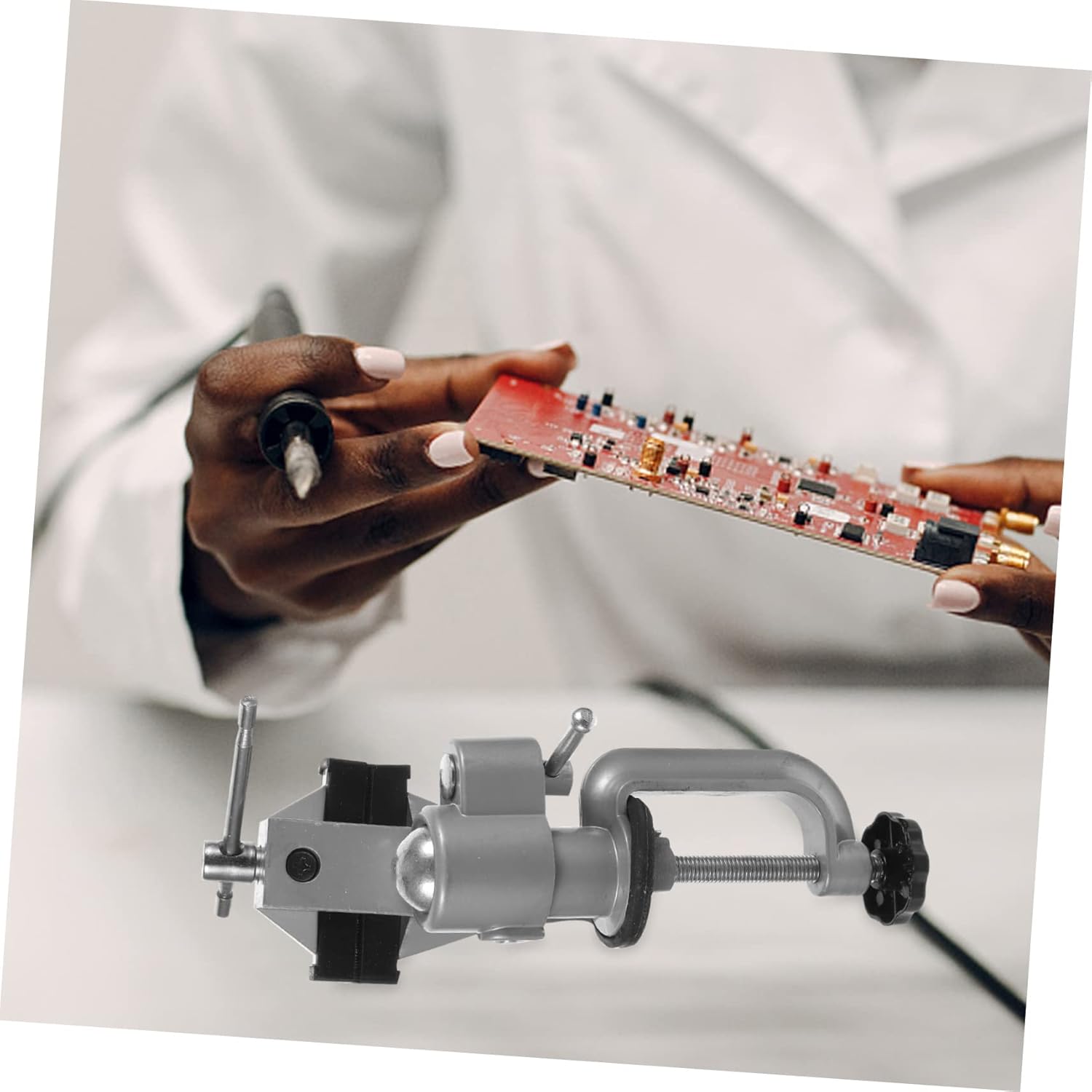 jojofuny Rotary Work Clamp for Woodworking Bench Vise Drill Press Vise Portable Clamp Bracket