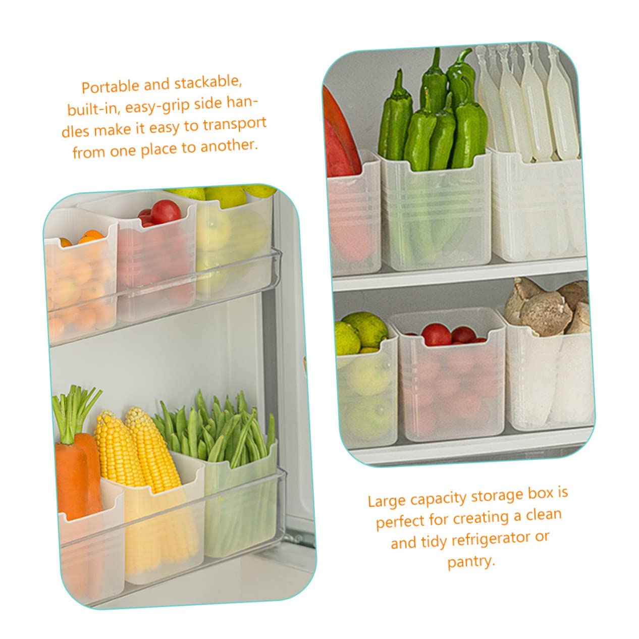Baluue 6stücke Kühlschrankbox für Lebensmittel Kühlschrank-aufbewahrungsbox Seitenbox für Gemüse Organizer für Kühlschrank Sortierfach für Vorräte Behälter für Speisekammer Stapelbare