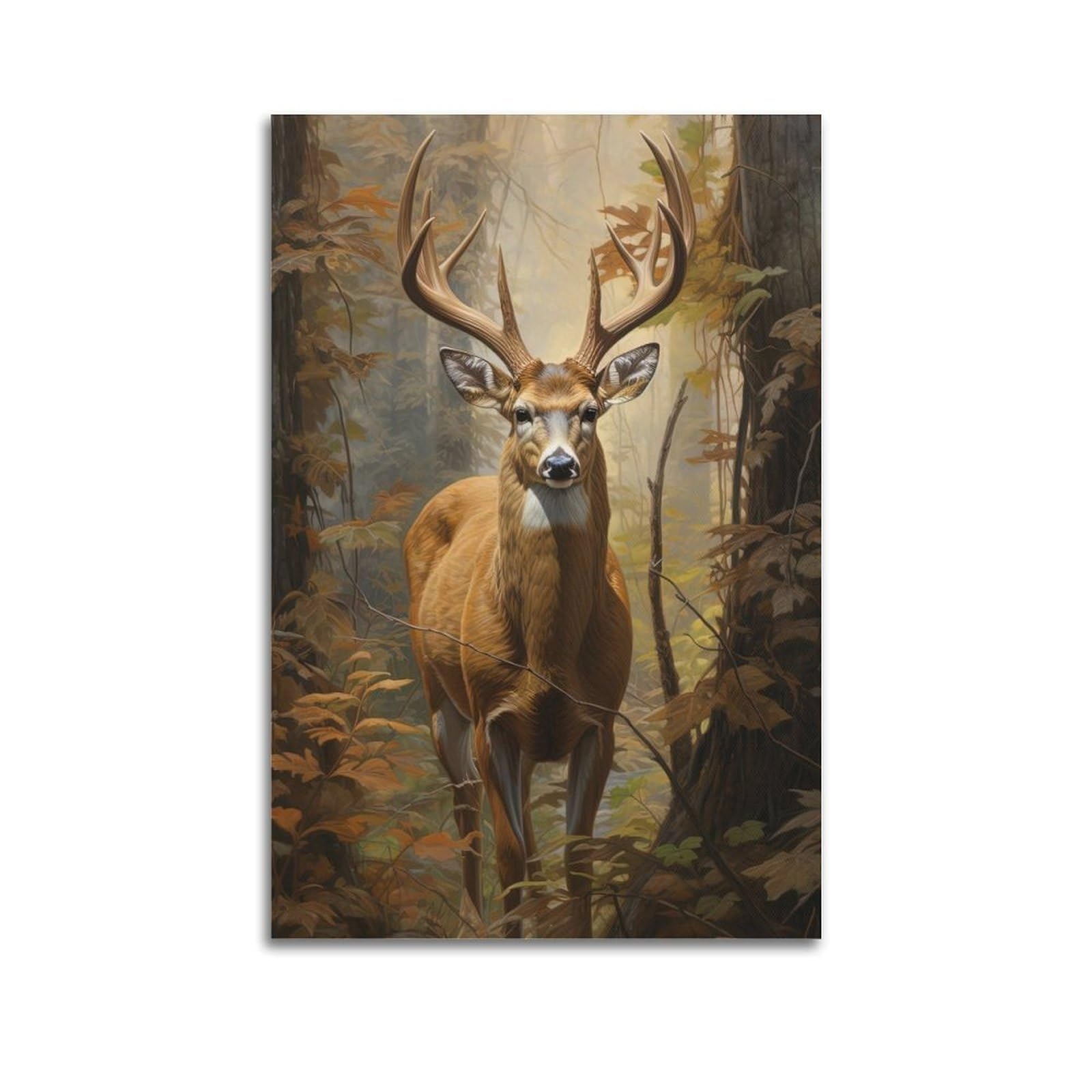 HUIYHB Animal Poster Deer in The Woods Artwork Poster Decorative Painting Canvas Wall Posters And Art Picture Print Modern Family Bedroom Decor Posters 20x30inch(50x75cm)