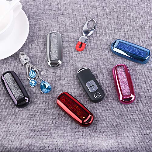 Yijinsheng Chrome Pink Tpu Car Key Fob Cover Case For Mazda 2 3 5 6 8 Cx3 Cx5 Cx7 Cx9 Mx5 Smart Remote Key Protective Shell With Key Chain (Pink) #TOP4