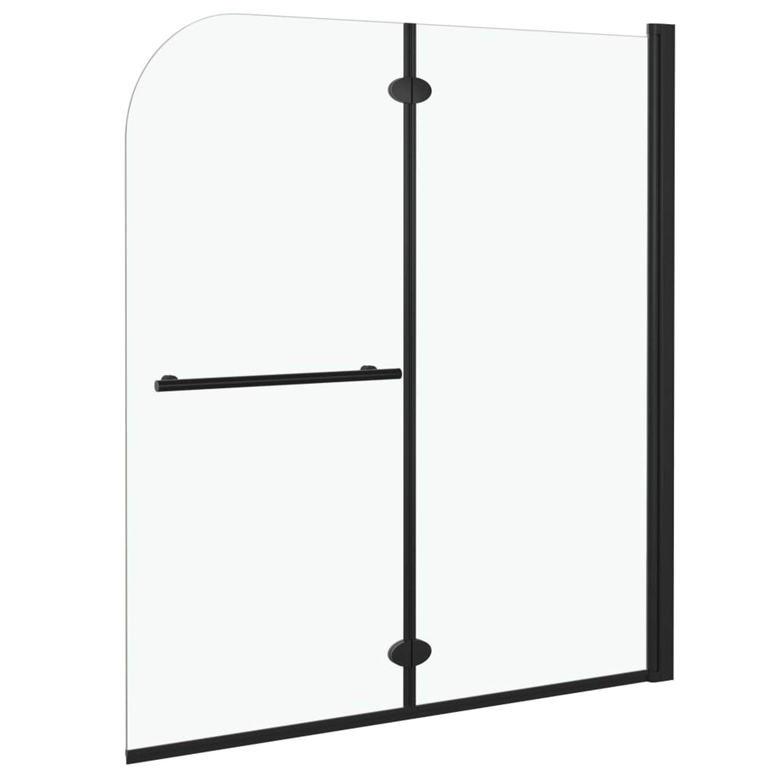 JUDYY Mampara de Ducha Plegable 2 Paneles ESG Negro 120x140 cm, Mampara Bañera, Mampara Baño Ducha, Cabina De Ducha, Mampara Baño