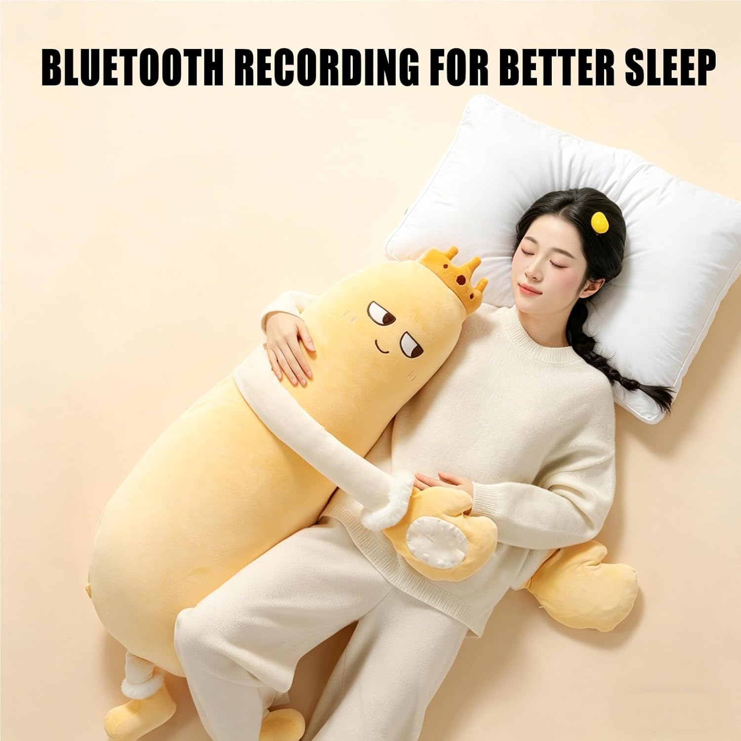 Mango Shaped Hugging Pillow,Soft Plush Material,Built-in Bluetooth Recording,Heating Function,Patting Pillow for Adults,for Couch Bed Sofa Nap,Thoughtful Gift for Women Men (95cm)