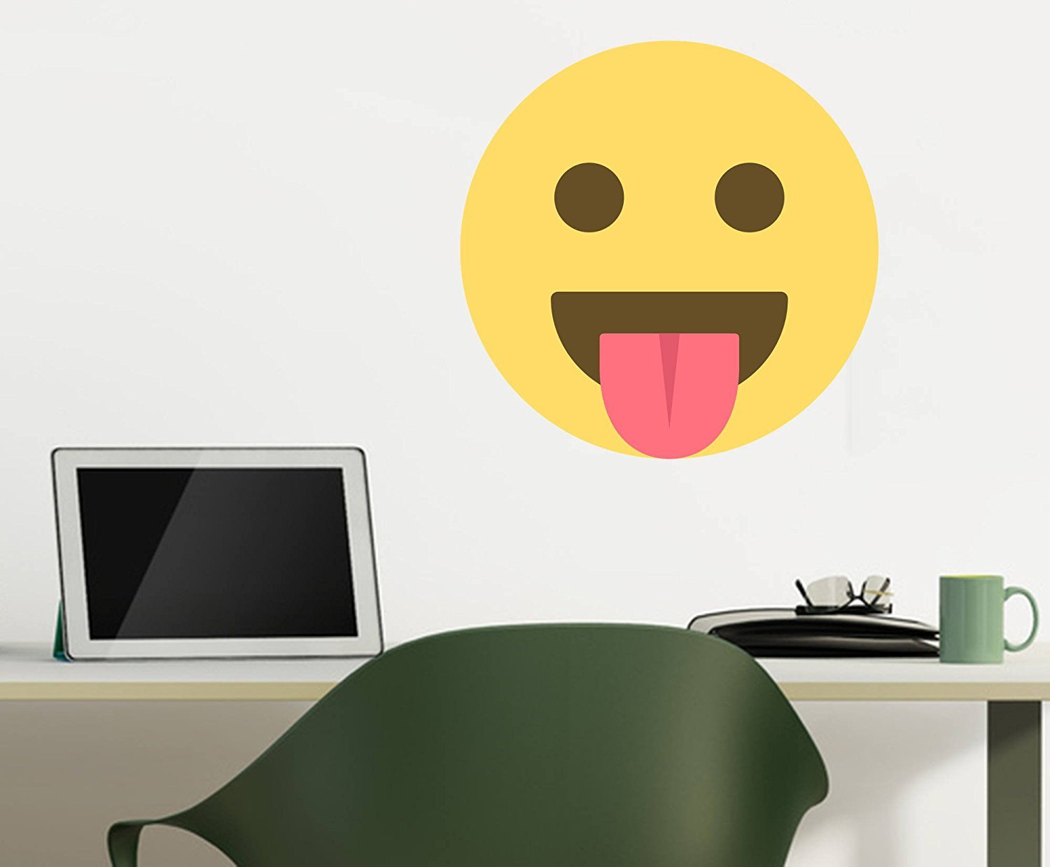 Emoji One Peel & Stick Wall Decal: Face with Stuck-Out Tongue 12 in x 12 in 1f61b_1212