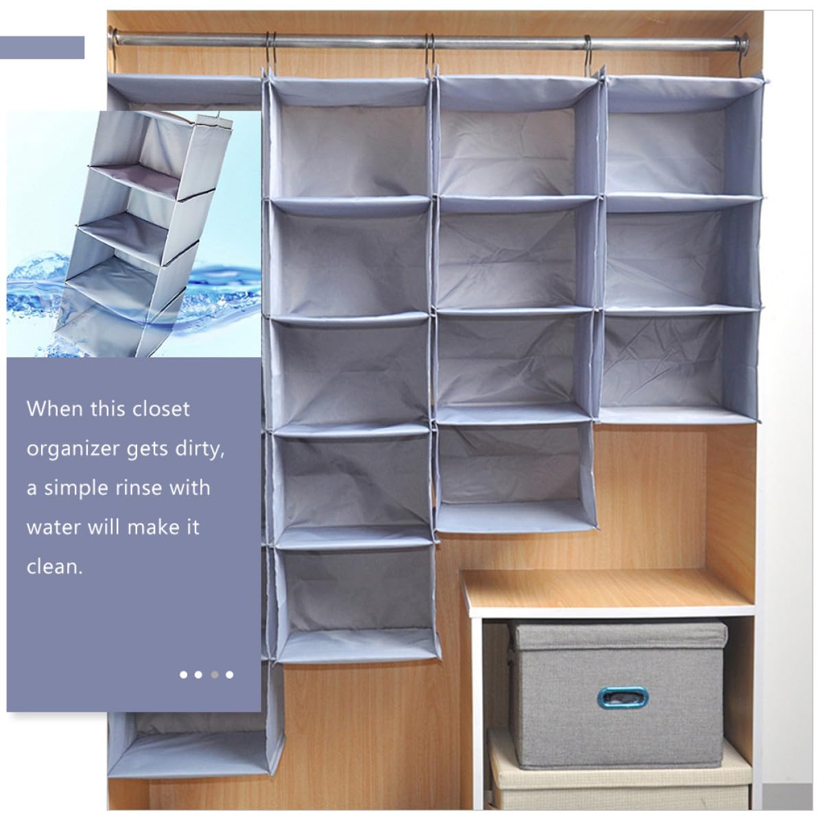 PACKOVE Organisateur de Vêtements pour Armoire à Linge Suspendu 4 Couches en Polyester Grosse Capacité Facile à Installer Ranger pour Placard