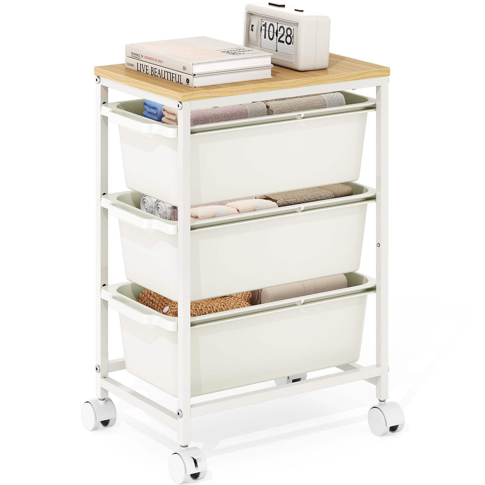 Photo 1 of KINGBOARD 3-Drawer Rolling Cart | White