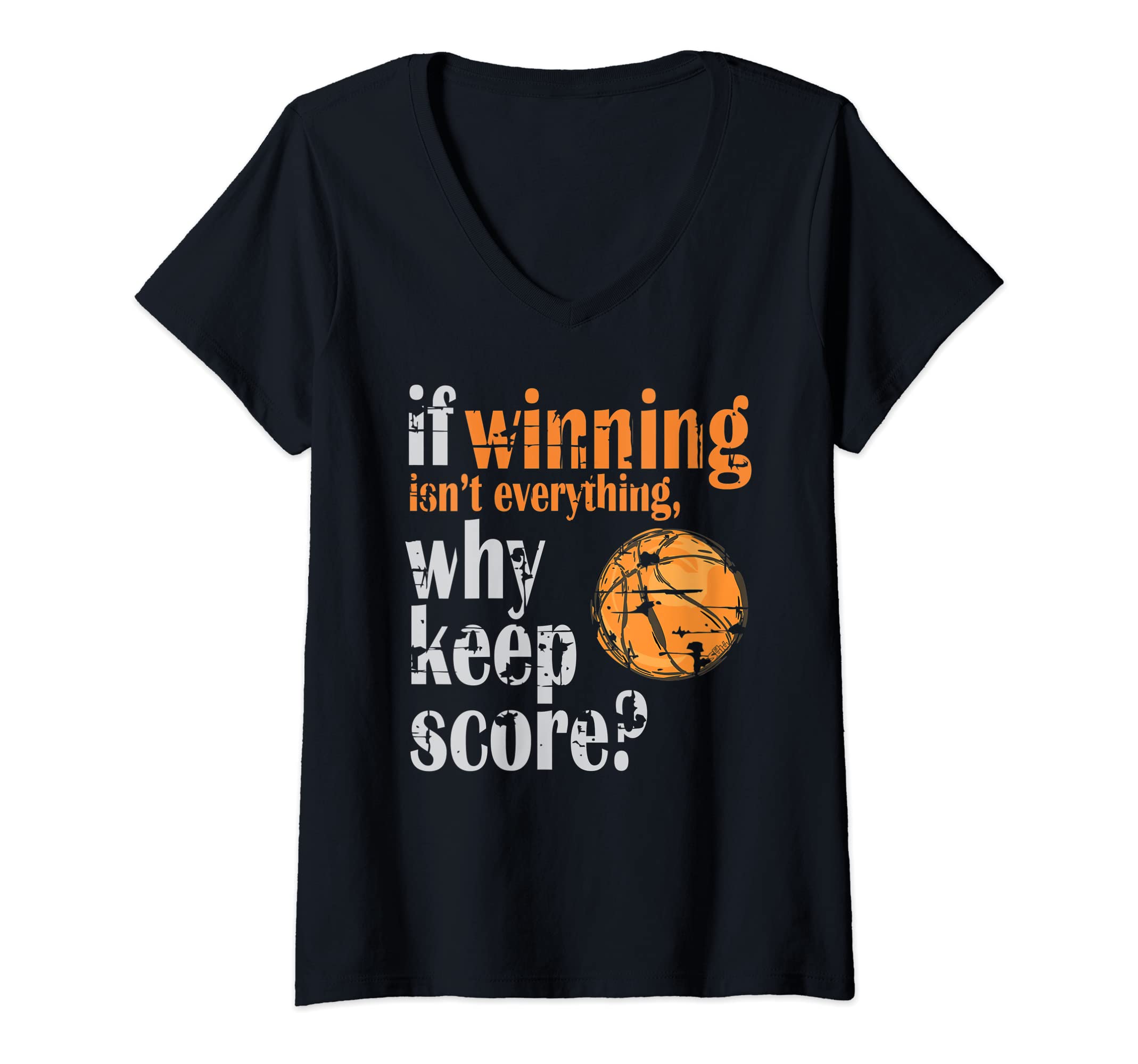 EJSulu Apparel and MoreWomens WINNING ISNT EVERYTHING - VINTAGE DISTRESSED BASKETBALL V-Neck T-Shirt