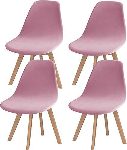 Miniatura 13 de Paquete de 4 fundas de terciopelo para sillas de comedor modernas de mediados de siglo, fundas para sillas de comedor sin brazos, fundas para sillas