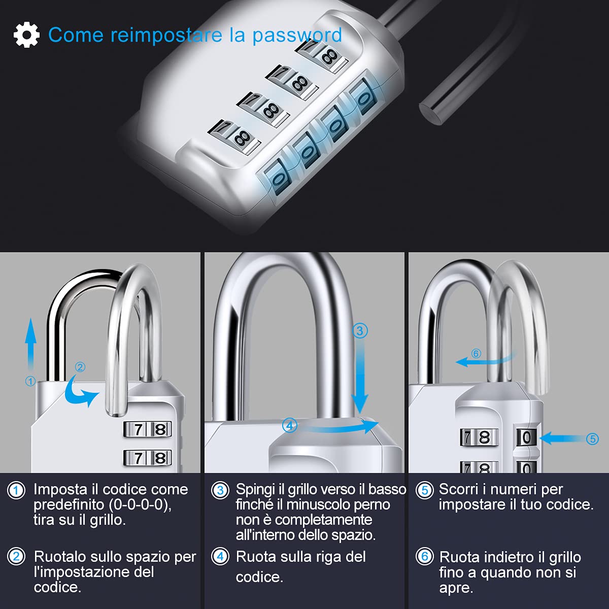 Lucchetto Combinazione, [Antipioggia] Diyife Lucchetto Armadietto Impermeabile Lucchetto A Combinazione, Esterno Serrature con Combinazione 4 Cifre Per Zaini, Armadietto, Palestra,Argento