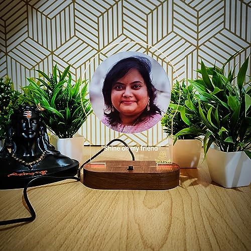 Image of Gifts N Craft 3D Illusion Acrylic Lamp | Multicolor, Wood, Acrylic | Gift for Valentine, Birthday, Marriage, Anniversary, Engagement, Husband Wife | 22x18cm