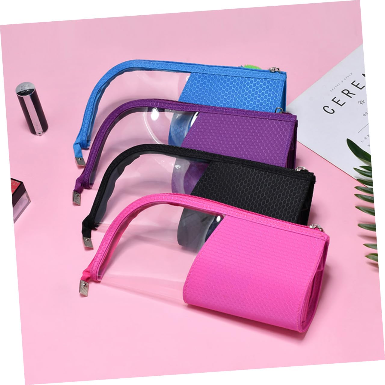 Cabilock Borsa Porta Pennelli Da Trucco Da Viaggio 3 Pezzi Organizer Cosmetico Multifunzionale Portatile Traslucida in Tessuto Oxford Per Donna