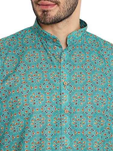 Image of Maharaja Traditional Printed Linen Kurta Pyjama Set for Men