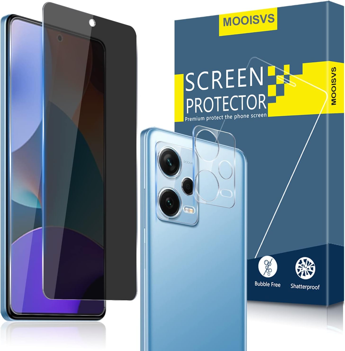 [2+2] For Xiaomi Redmi Note 12 Pro/Note 12 Pro Plus Privacy Tempered Glass Screen Protector+Camera Lens Protector, Ultra HD Tempered Glass Film, Anti-Spy, 9H Hardness, Anti-Scratch