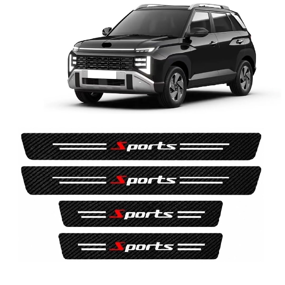 Universal 4 Pcs Carbon Fiber Car Door Sill Protector Sticker, Sports Design Anti Scratch Door Entry Guard, Waterproof Self Adhesive Scuff Plate Protector for Venue 2025 Onward, SUVs & Hatchbacks-picture-30