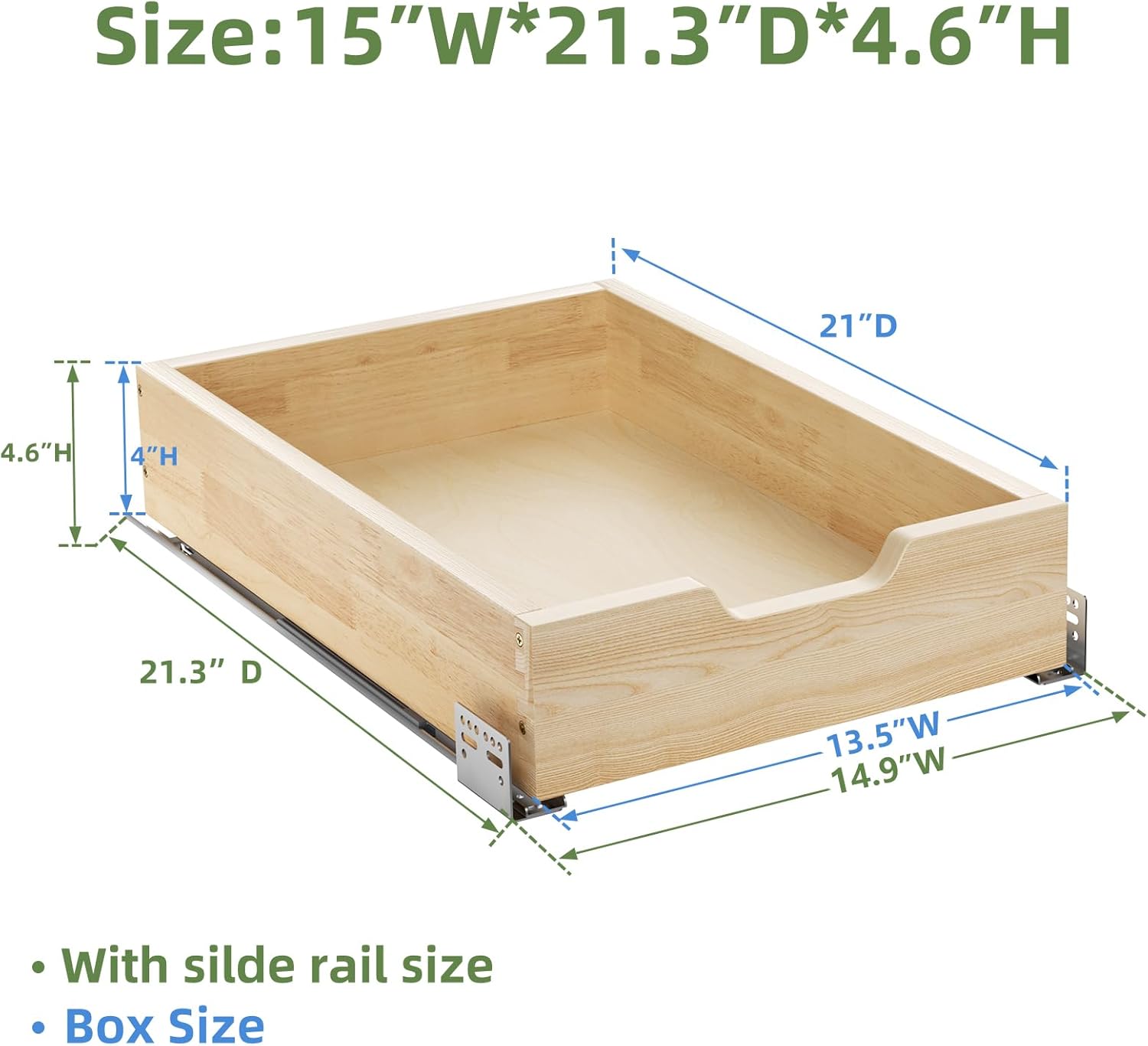 ROOMTEC Pull Out Drawers for Cabinets, 13½” W x 21” D Soft Close Slide Out Drawers for Kitchen Cabinets, Cabinet Pull Out Shelves Requires At Least 14.5” Cabinet Opening, 2PCS