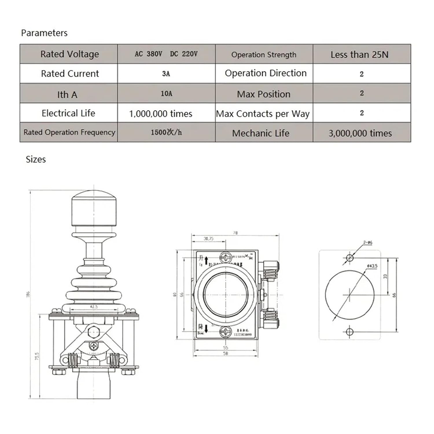 Control Switch One Speed Two Controller HKSJ-1B2 1Pcs(One Speed)