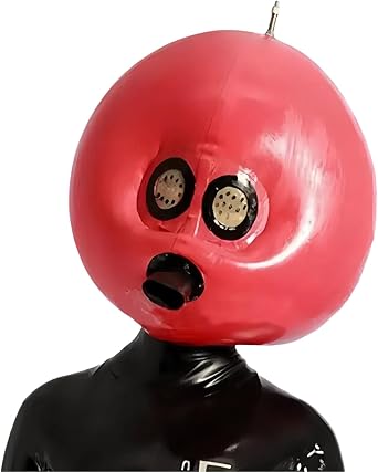 Latex Hood Rubber Mask Inflatable Ball Mask inflatable SM Hood with Perforated Eyes For choking Games