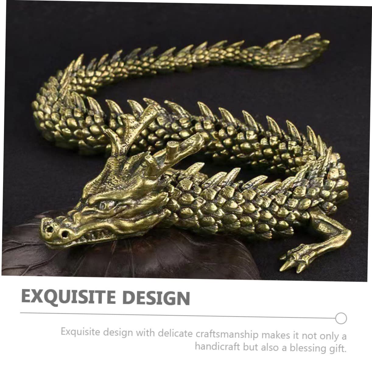 IMIKEYA Figura Decorativa de Dragón de Cobre Dorado para Escritorio